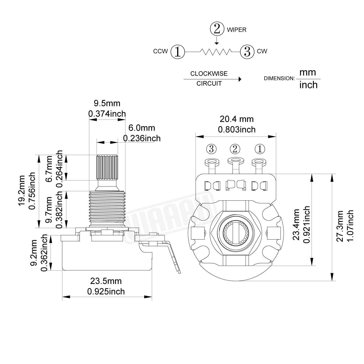 1 PZ Potenziometro Ad Albero Diviso In Ottone 450G 250K/500K - Foto 4