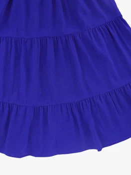 فستان صيفي للنساء مقاس M 2023 بياقة دائرية وأكمام قصيرة وفتحة مرقعة على شكل كعكة للسيدات فساتين بأشرطة ملونة 6