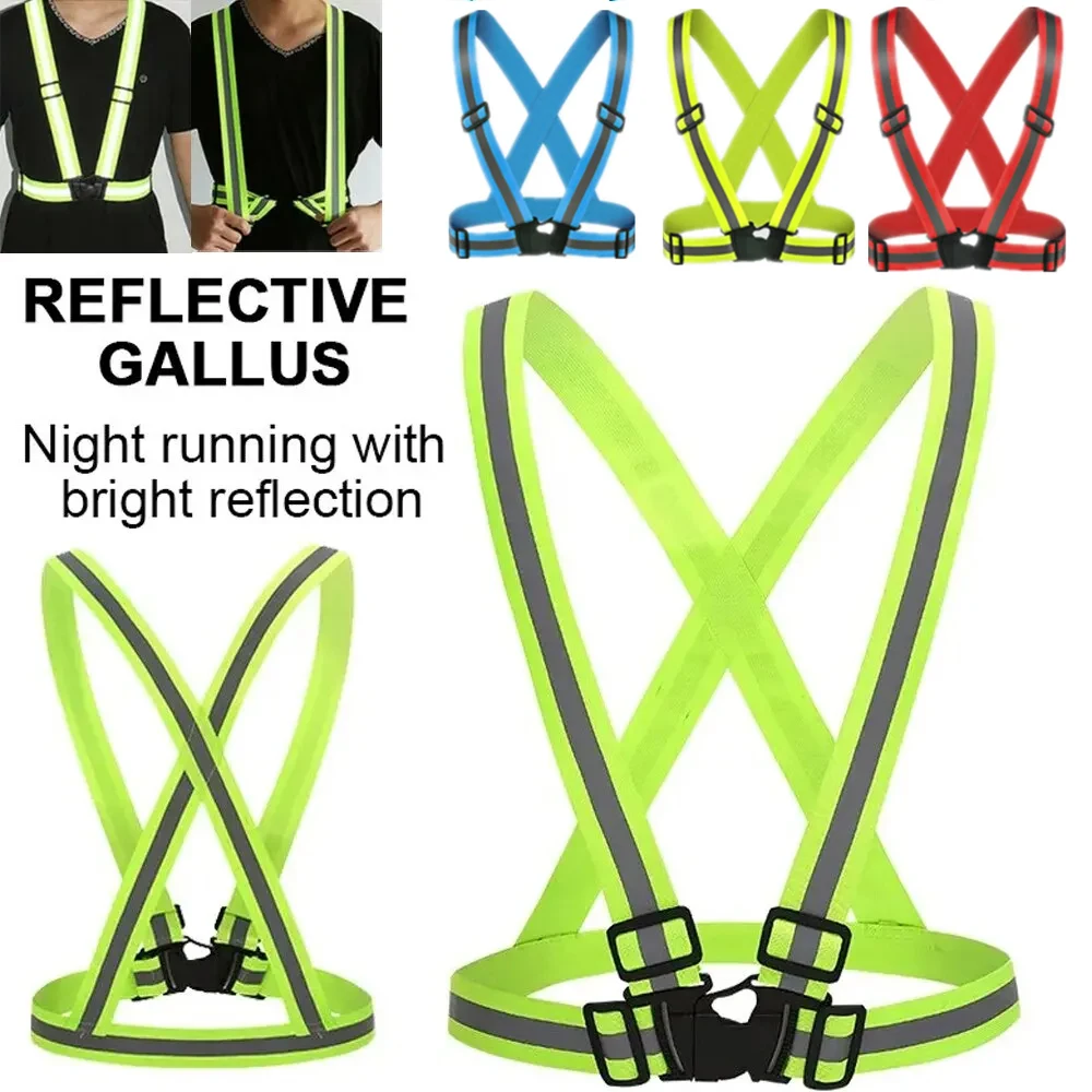 Highlight Reflective Straps Night Work Security Running Safety Adjustable Reflective Vest High Visibility Jacket reflective vest