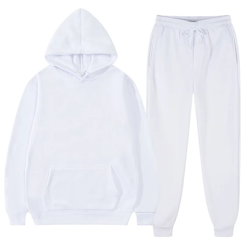 

Spring 2023 New Men's Solid Color Fashion Suit Casual Jumper Sweatshirt Sportswear 2 Piece Hoodie Sweatshirt Plus Thermal Top