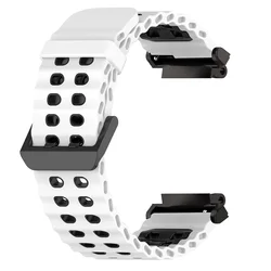 Breathable Silicone Marine Strap - Colorful Sport Watchband Bracelet - Amazfit T - Rex (White Black)