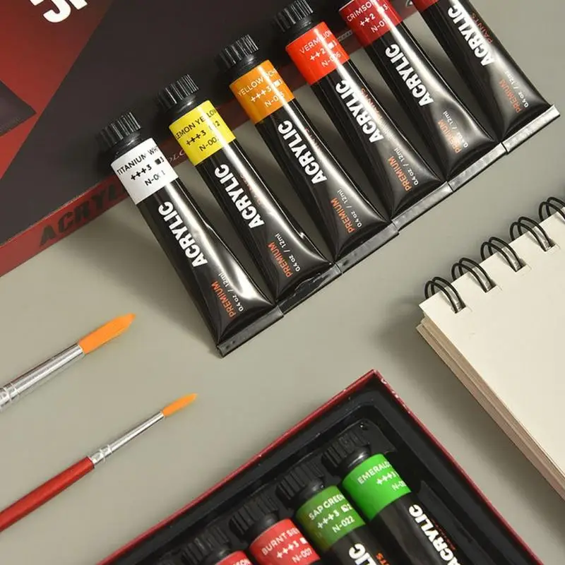 W89C 24 색 아크릴 페인트 키트 아티스트 페인팅 세트 12ml x 24 DIY 공예 용 튜브
