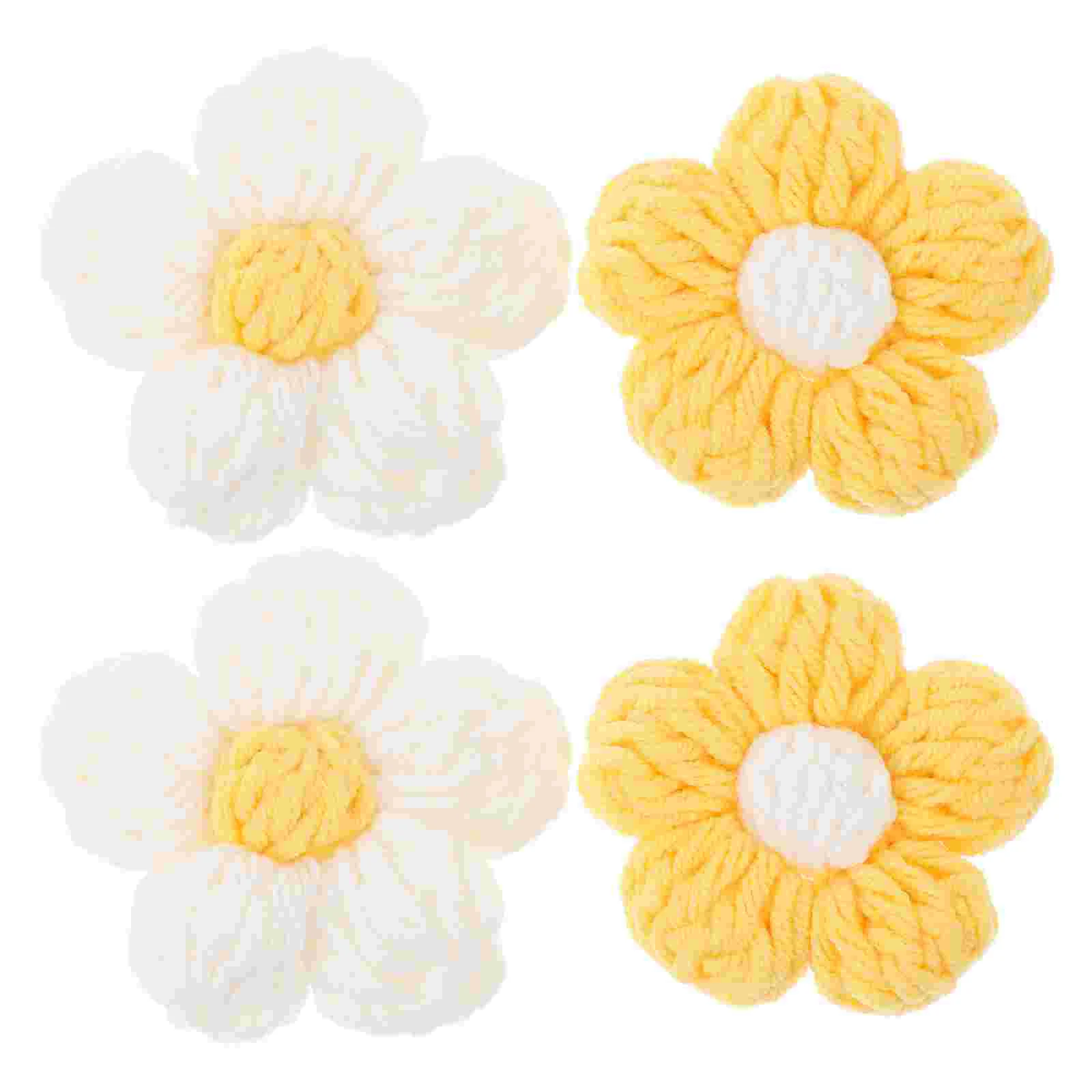 

4 Pcs Jewelry Accessories Crochet Hooks Clothes Flower Brooch Floral DIY Decors Clothing Flowers Ornaments