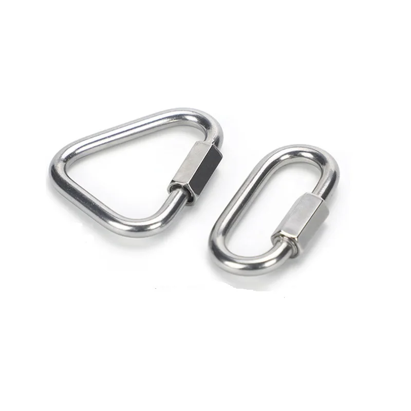 Climbing Carabiner Stainless Steel Oval Triangle Connecting Ring Meilong Lock for Rock Climbing Equipment Fast Security Outdoor Tools,climbing carabiner