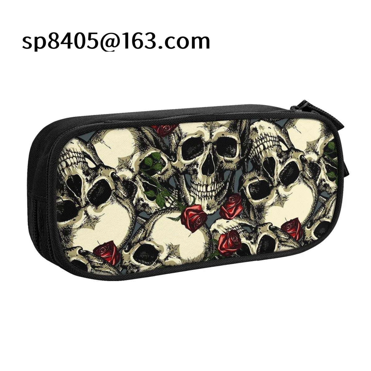 

Rose Skull Pencil Case Pouch Large Big Capacity Aesthetic Pen Bag School Supplies for Men Women Boys Girls
