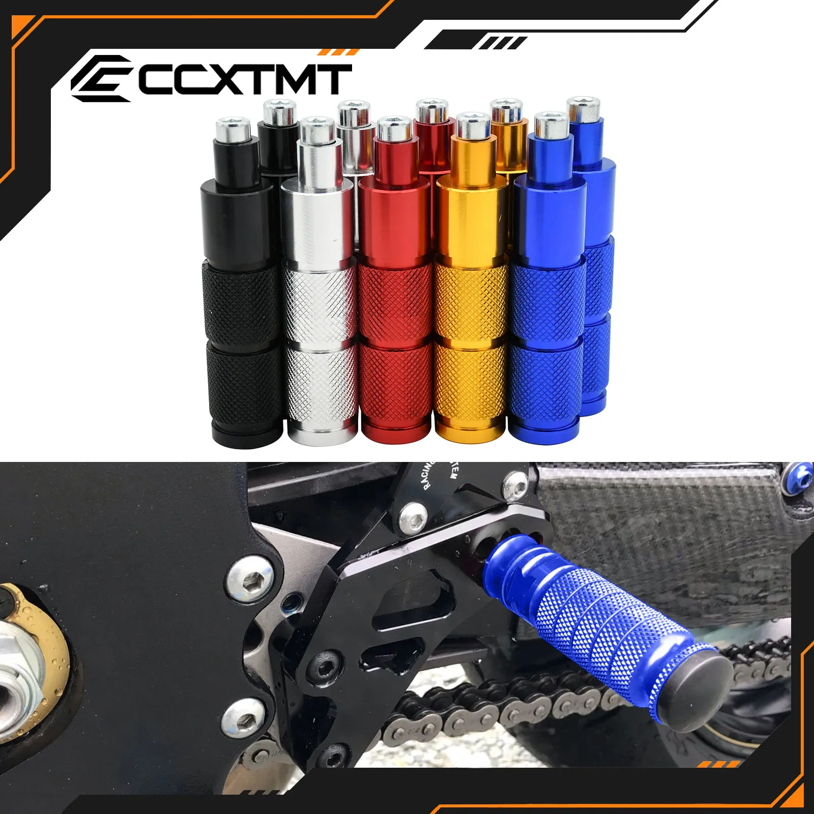 Reposapiés M8 de aluminio CNC, pedales para Honda Kawasaki Yamaha KTM Suzuki motocicleta ATV Scooter Dirt Bike Universal