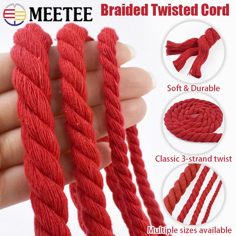 Versatile Red Twisted Cotton Cord for DIY Crafts and Accessories