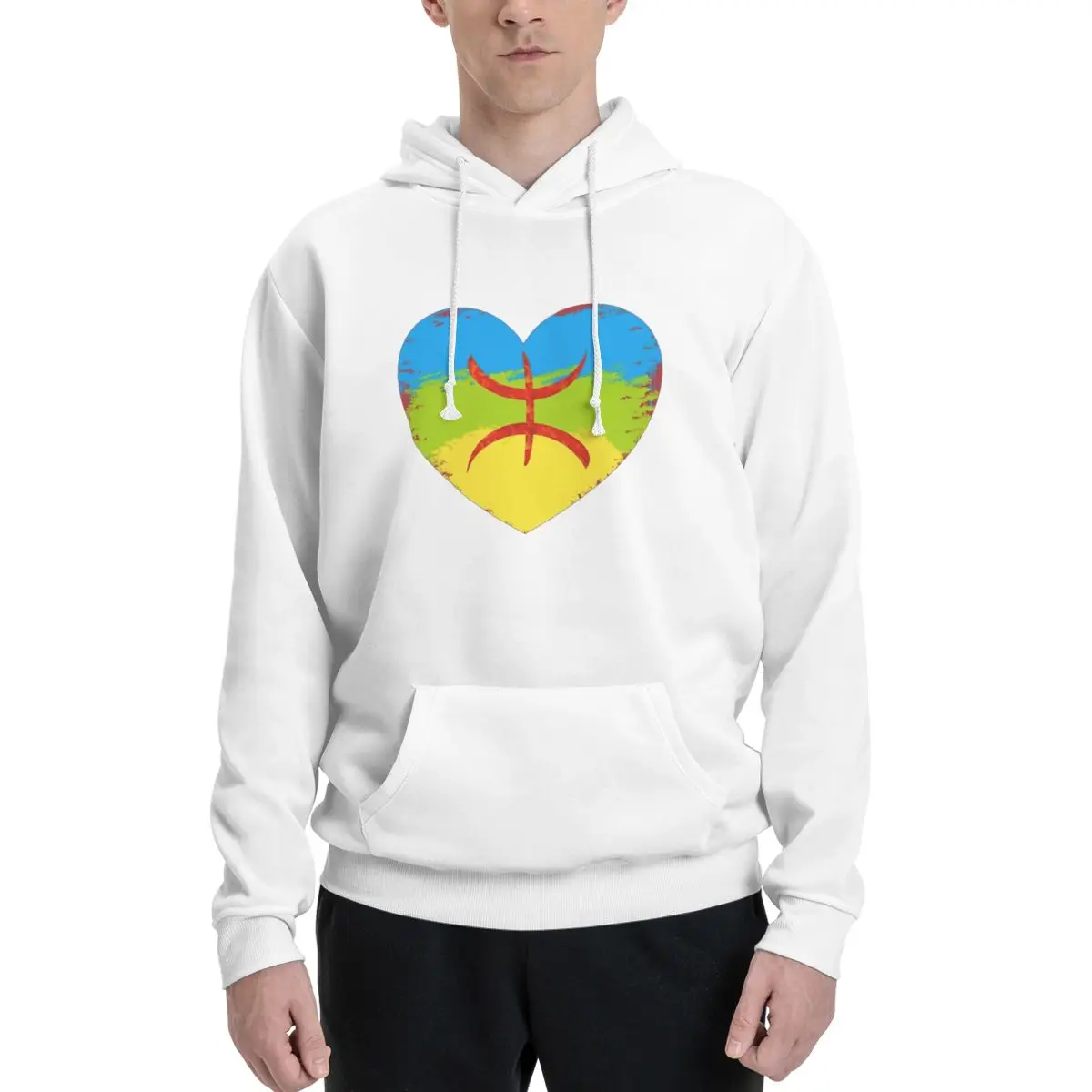 

Casual Graphic Amazigh Love Heart Flag - Berber Heart Flag Couples Plus Velvet Hooded Sweater High quality Leisure sexy With