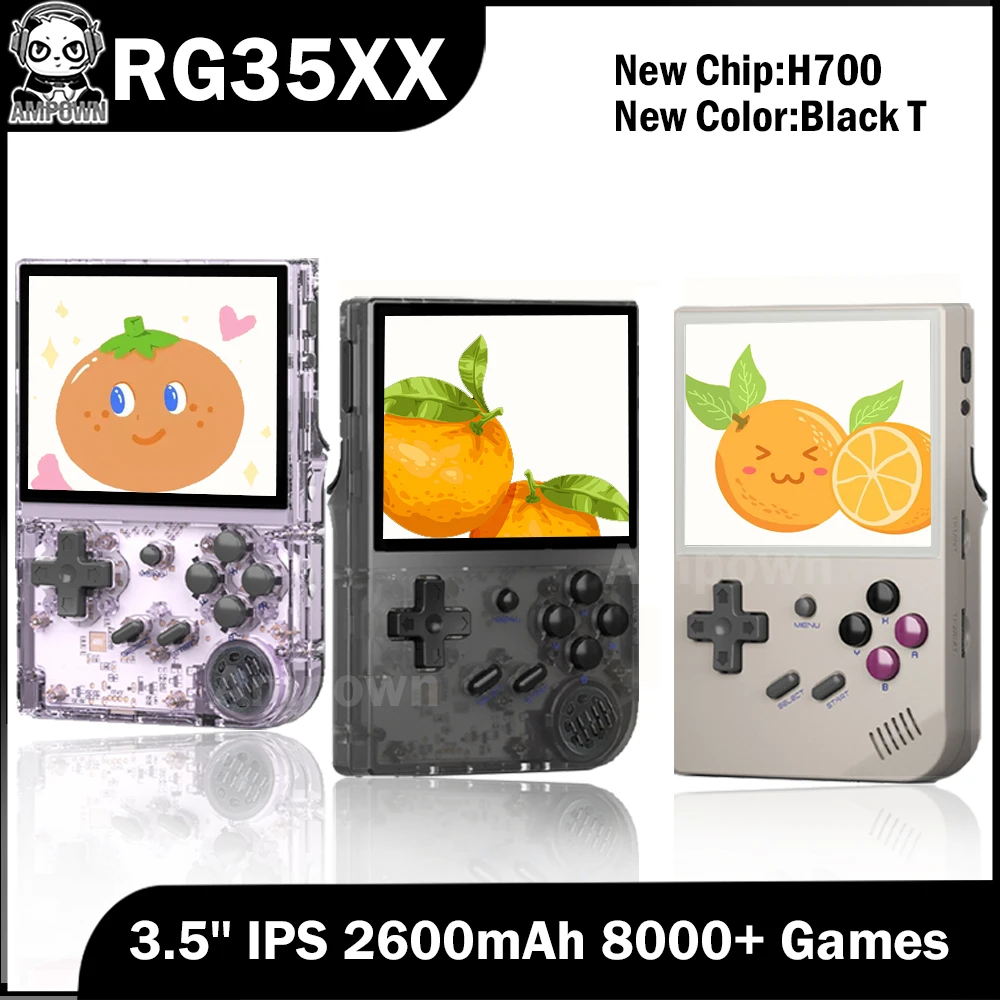 Anbernic Nuovo Aggiornamento Rg35Xx 3.5 ''H700 Lpddr4 1Gb Lettori Di Giochi Portatili Portatili 2600Mah Console Per Videogiochi Linux 8000 + Giochi