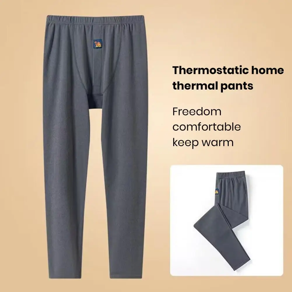 

Soft Winter Thermal Underwear Thick Warm Men's Winter Bottoming Pants Elastic U Convex Waist Solid Color Homewear Pajama Pants