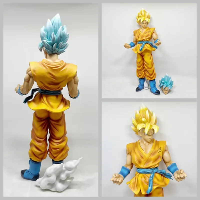 Dragon Ball Super Saiyan Gk Blue Hair Sun Wukong Double Head Standing Posture Statue Pvc Action Figure Modello Da Collezione Giocattolo