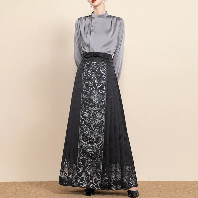 

Юбка Yourqipao с изображением лошади, китайская рубашка ханьфу в китайском стиле ретро, улучшенный женский костюм ханьфу с изображением лошади династии Мин