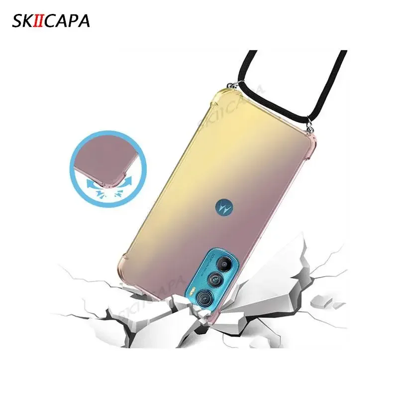 Gradient Silicone Shockproof Crossbody Necklace Phone Case