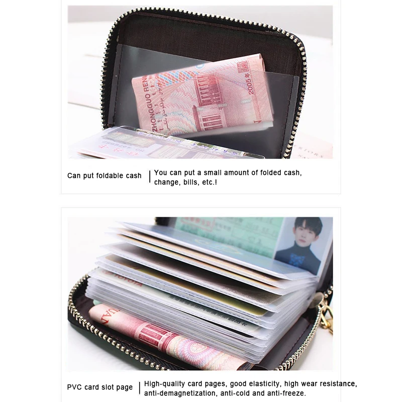 QWZNDZGR Hot Brand Soft Leather Mini Women Card Holder Cute Credit ID Card  Holders Zipper Slim Wallet Case Change Coin Purse Keychain