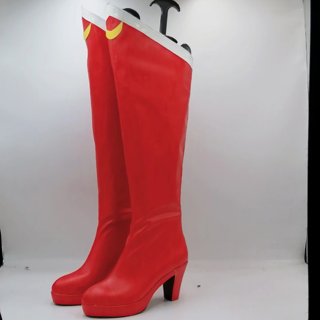 Cosplay PU Leather Shoes Halloween Carnival Party Cosplay Boots For Woman(3435,White,4.5