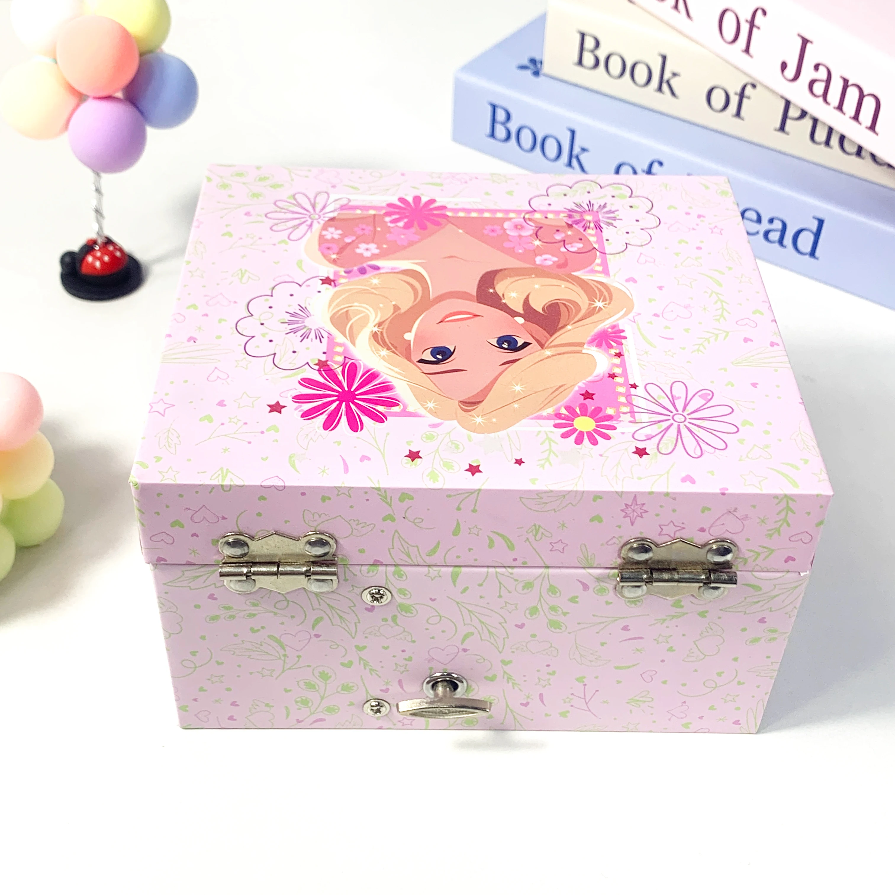 Light Pink Glitter For Girls Jewelry Home Decor Jewelry Storage Music Box For Children's Birthday And Christmas Gifts Music Box