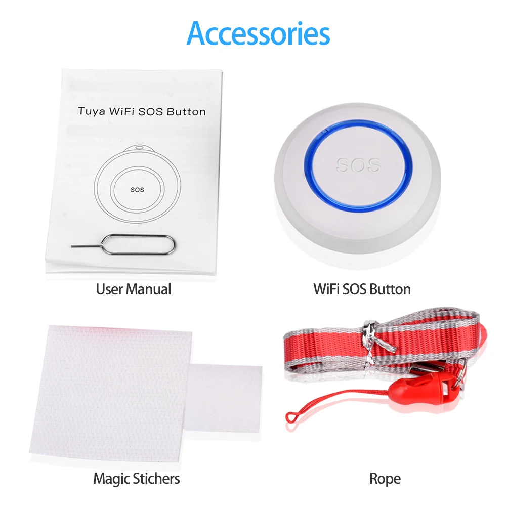 Emergency Alarm Button Eleopard TUYA Smart WiFi Wireless SOS Emergency Home Burglar Alarm Sensor