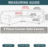 Velvet 3 Pcs L Shaped Couch Covers Sectional Sofa Corner Sofa Cover Plush Stretch 5 Seater Corner Sofa Slipcover Couch Protector 2