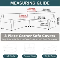 Velvet 3 Pcs L Shaped Couch Covers Sectional Sofa Corner Sofa Cover Plush Stretch 5 Seater Corner Sofa Slipcover Couch Protector 2