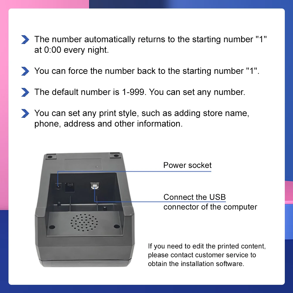 57mm Thermal Queue Ticket Printer Restaurant Bank Park Queuing Printer