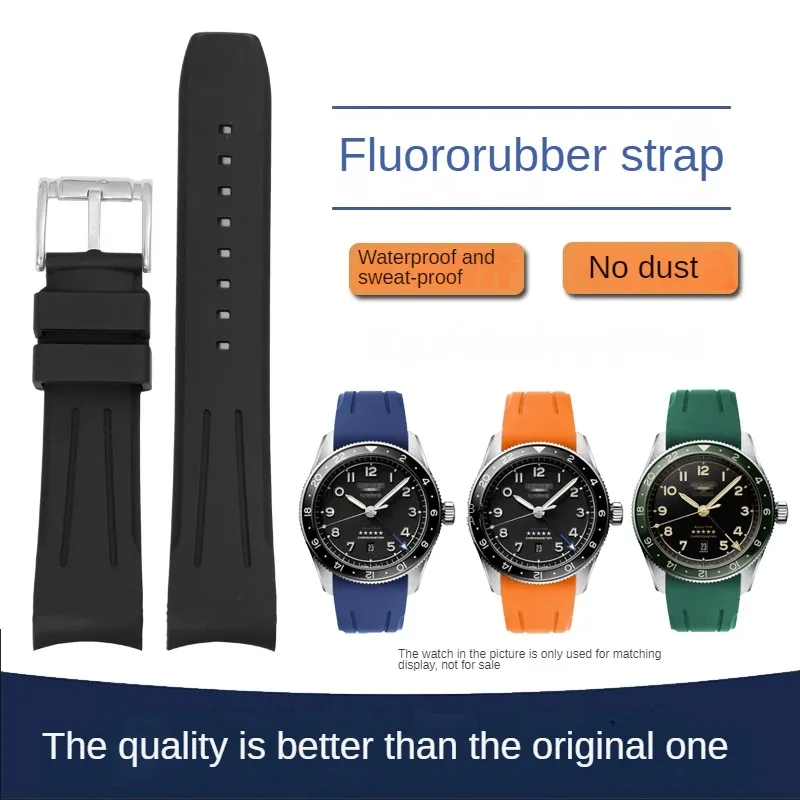 

Universal Brands Of Fluororubber Watch Strap With Arc Interface 20/21/22mm Butterfly clasp rubber watchband