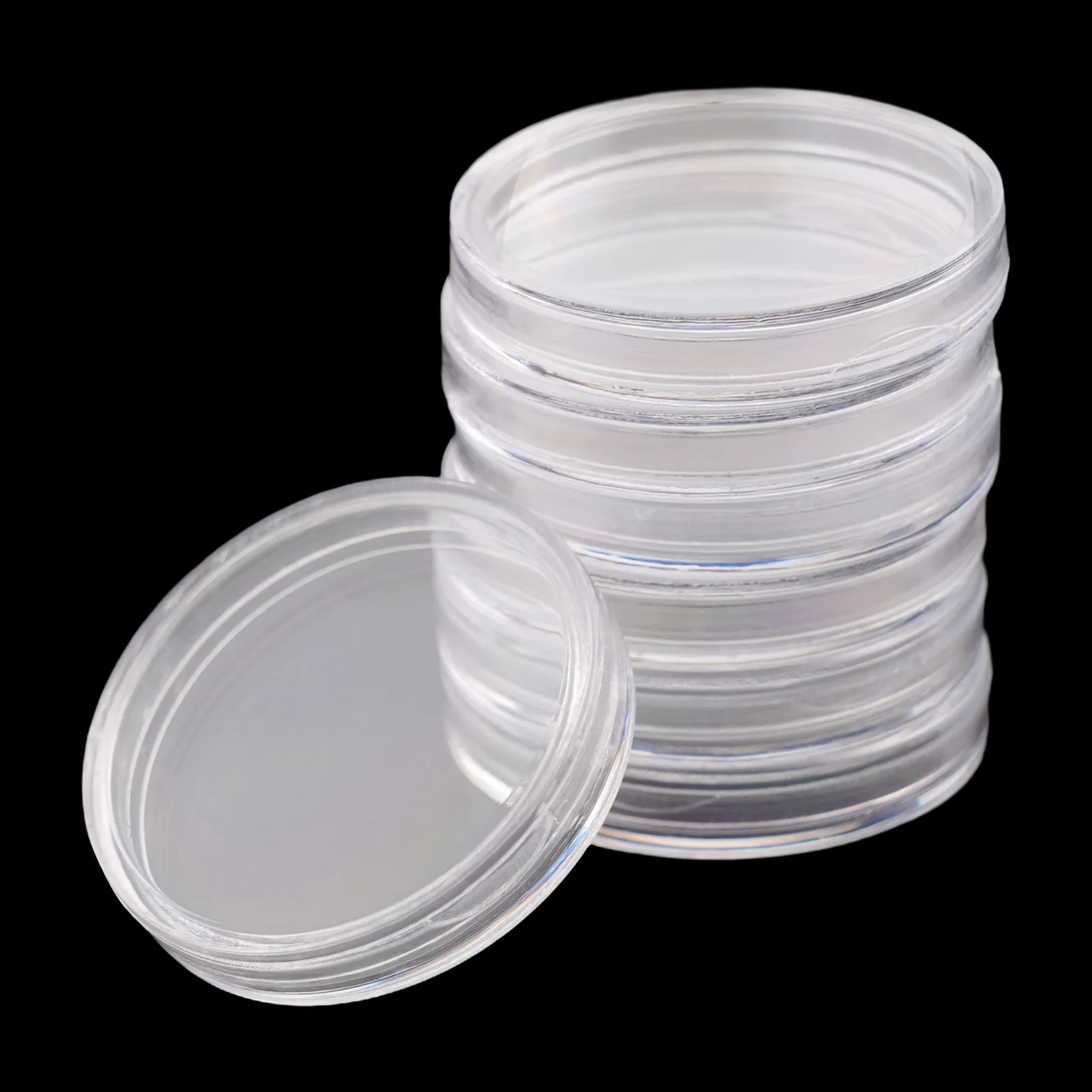 100Pcs 28mm Transparent Plastic Coin Holder Coin Collecting Box Case For Coins Storage Capsules Protection Boxes Container 4