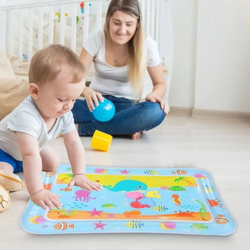 1pc Ocean Theme Baby Playing Water Mat PVC Inflatable Play Mat Cushion Toddler Pad Kids Early Educational Activity Toys