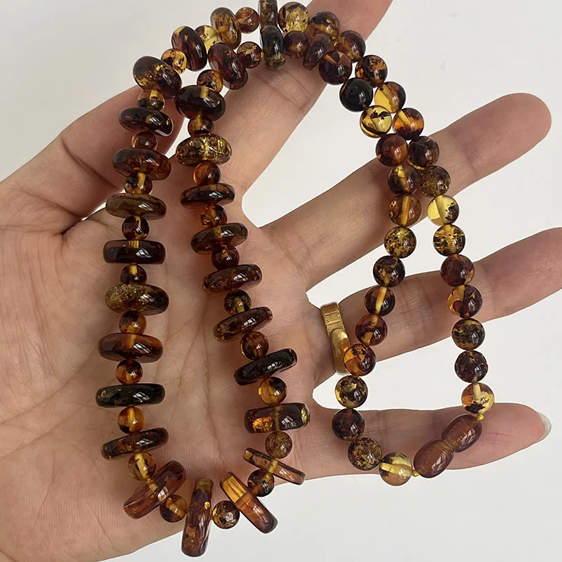 S924d221a4b644ab7b112cad3d0c82816g New Natural Amber Necklace for Women Gift Europe Baltic Floral Beads Gorgeous 100% Original Real Designer Jewelry Mallzona