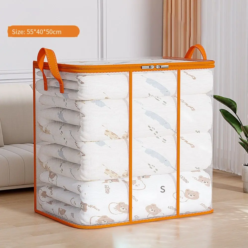 Large Capacity Foldable Storage Bag Waterproof Transparent Clothes Storage Box Reusable Dust-proof PVC Quilts Storage Bag Closet 4