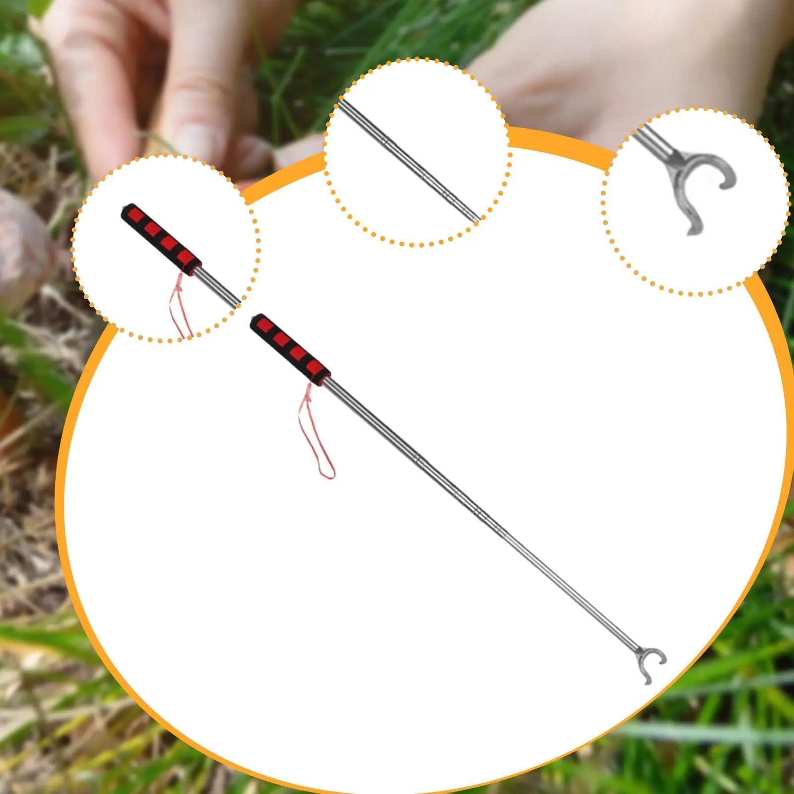 Mushroom Picking Tool Stainless Steel Adjustable Extendable Two Prong Hook Mushroom Foraging Picker Telescopic Pick up Tool Mushroom Picking Tool Stainless Steel Adjustable Extendable Two Prong Hook Mushroom Foraging Picker Telescopic Pick up Tool
