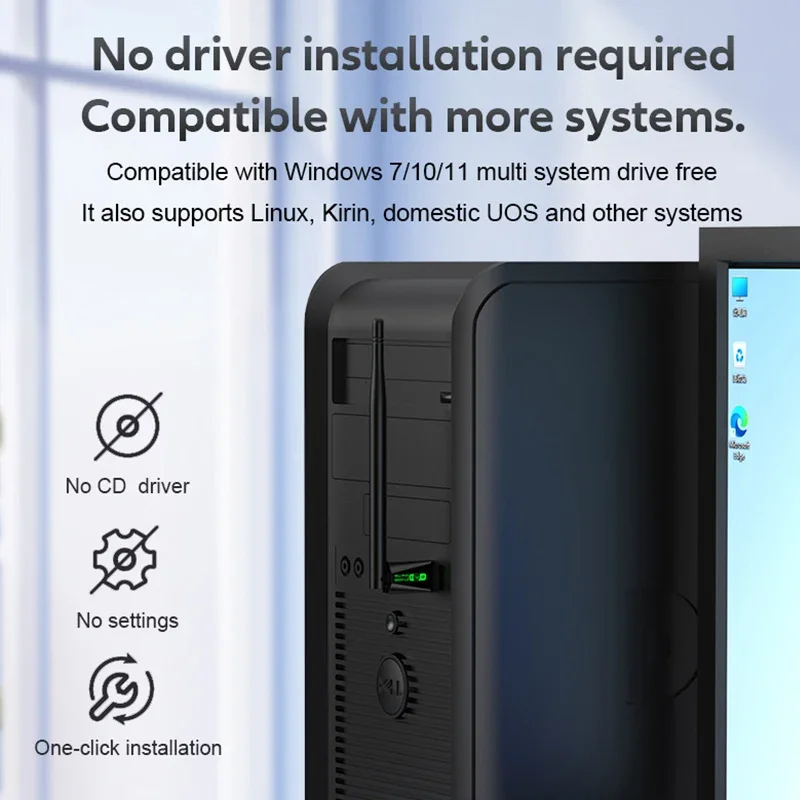 WiFi 6 AX900Mbps BT 5.4 무선 USB 어댑터 듀얼 밴드 2.4G/5GHz 신호 무선 수신기 PC/노트북용 드라이버 프리 윈도우10/11용