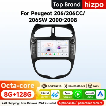 Autoradio Android Hizpo de 7 pulgadas para Peugeot 206 206CC 206SW 2000 - 2008 4G BT Auto CarPlay RDS DSP navegación GPS UIS7862 Multimedia 1