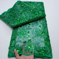 Tissu en dentelle de tulle brodé français de luxe 2026 pour robe de mariée, style africain nigérian, matériau de couture, 5 yards 4