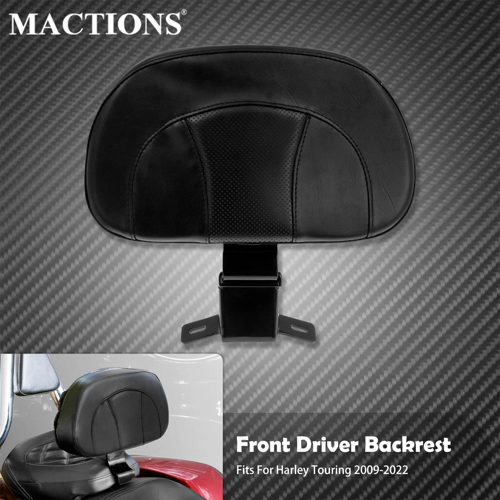 Motorcycle Front Driver Rider Backrest Mounting Black For Harley