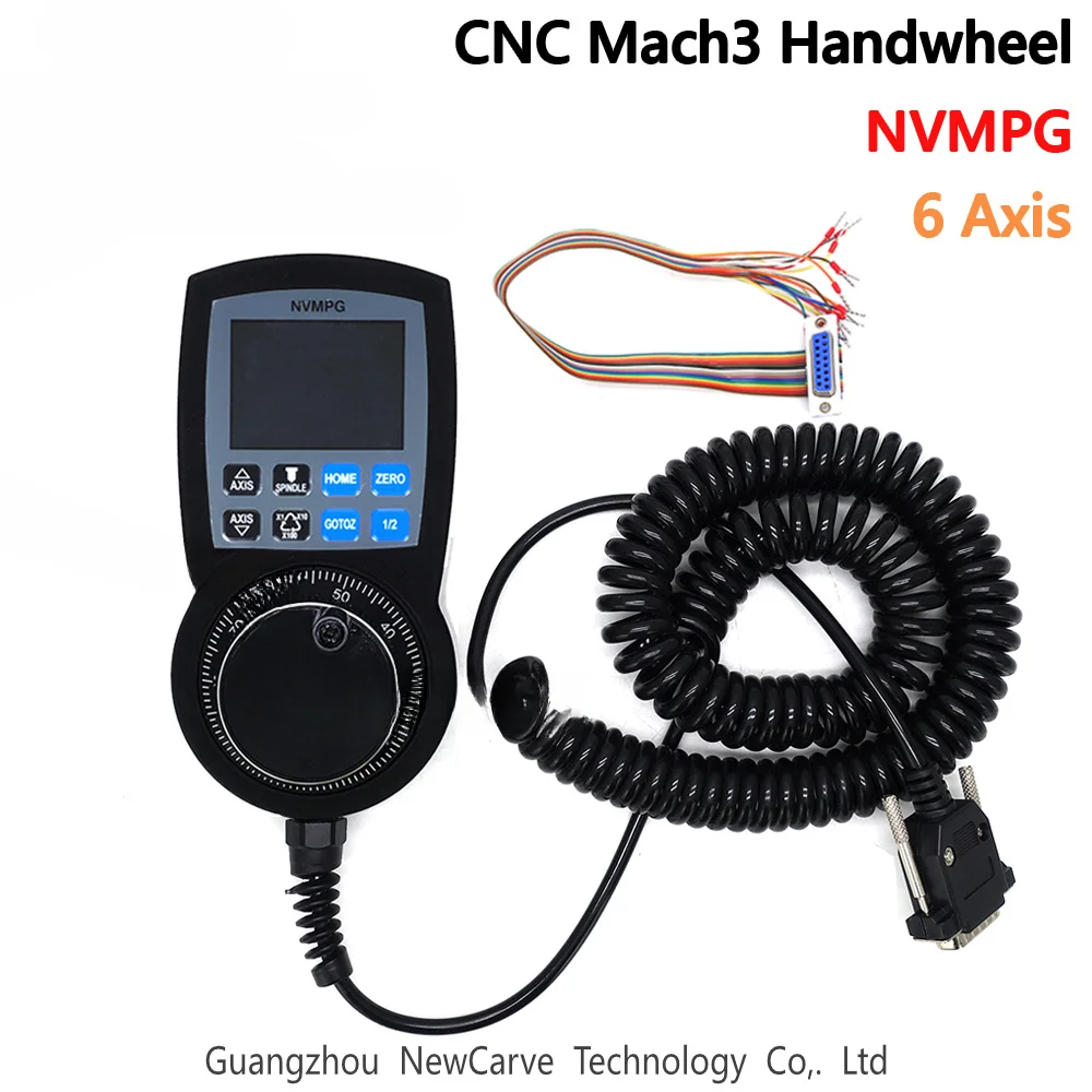 

NVMPG Mach3 6 Axis Handwheel MPG Pendant Manual Pulse Generator Hand Wheel Serial Communication With LCD Display NEWCARVE