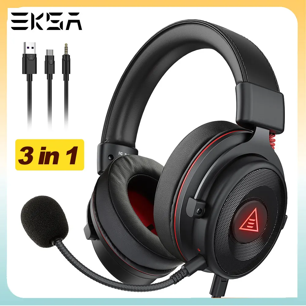 Gaming Headphones For PC/PS4/PS5 EKSA E1000 7.1 Surround RGB Gaming Headset  Gamer USB Wired Headphones with Noise Cancelling Mic - AliExpress