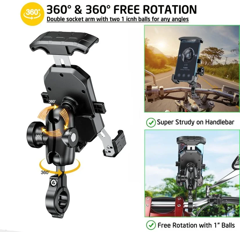 Suporte do Telefone da Bicicleta da Montagem do Telefone da Motocicleta Anti-roubo Guidão de Alumínio Um-push Automaticamente Bloquear o Suporte para Telefones de 37.0 Polegadas - Image 3