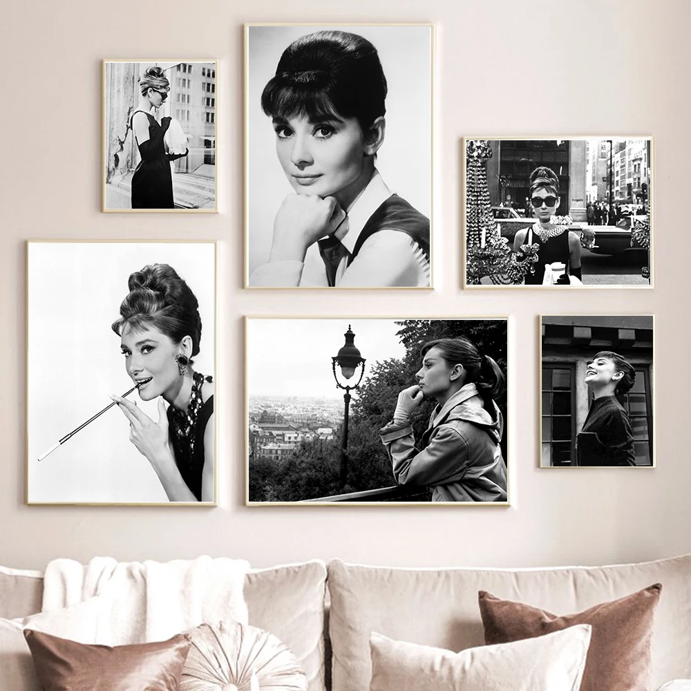 Poster Vintage Audrey Hepburn – Toile Encadrée, Style Rétro Pour Déco Murale