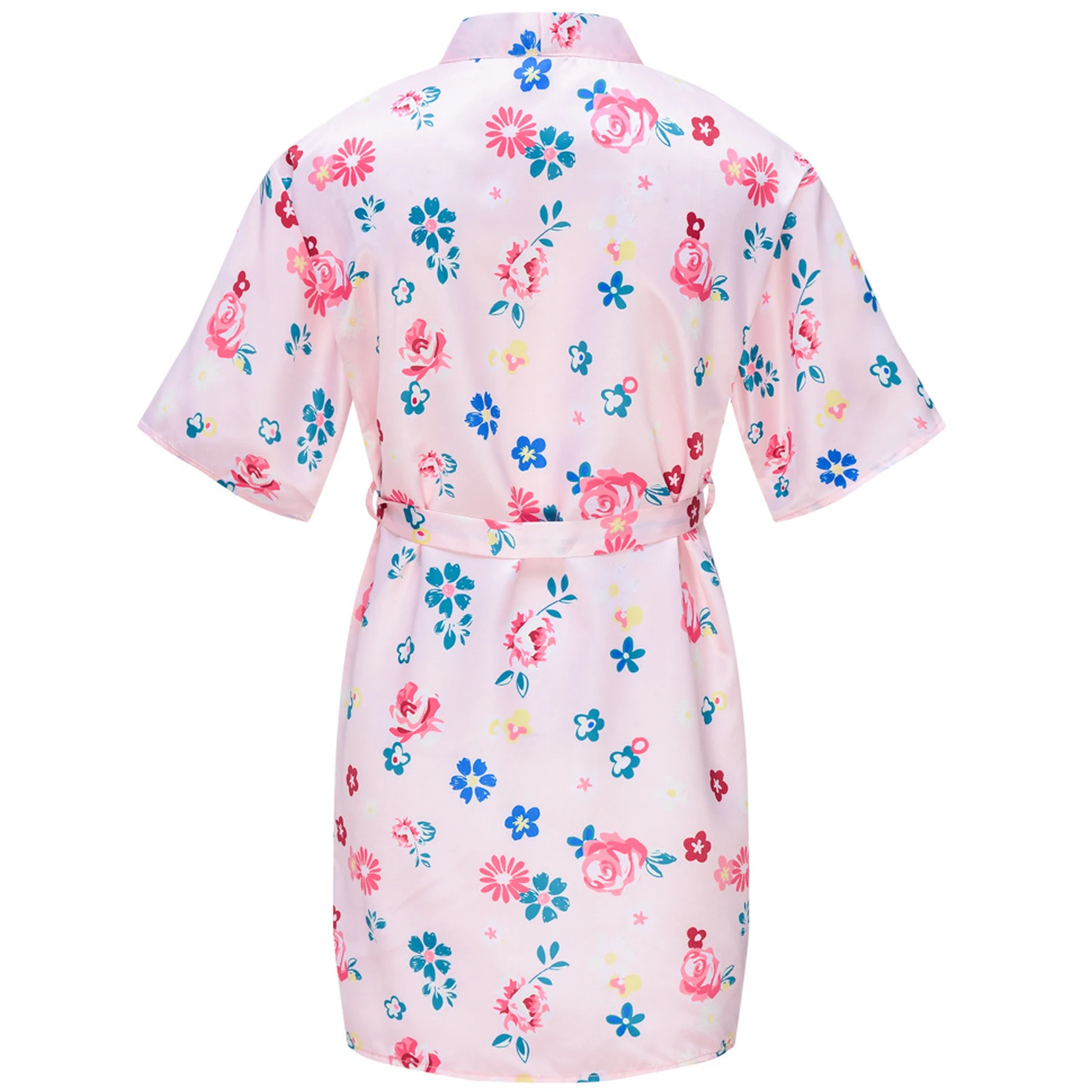 Girls Nightgown with Belt,Satin Silk Kids Bathrobes,Short Sleeve Sleepwear,Children's Kimono,Spa Cape Casual Homewear Pajama