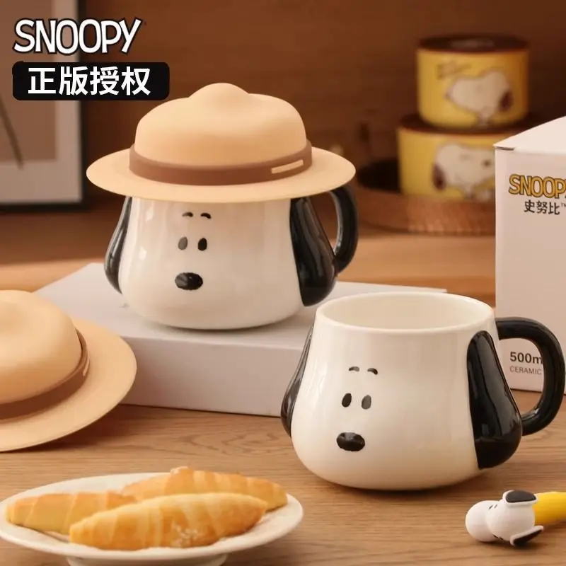 

Kawaii Anime Cartoon series Snoopy Creative cute girl color value with lid ceramic cup, ceramic mug, kitchen cup, coffee cup
