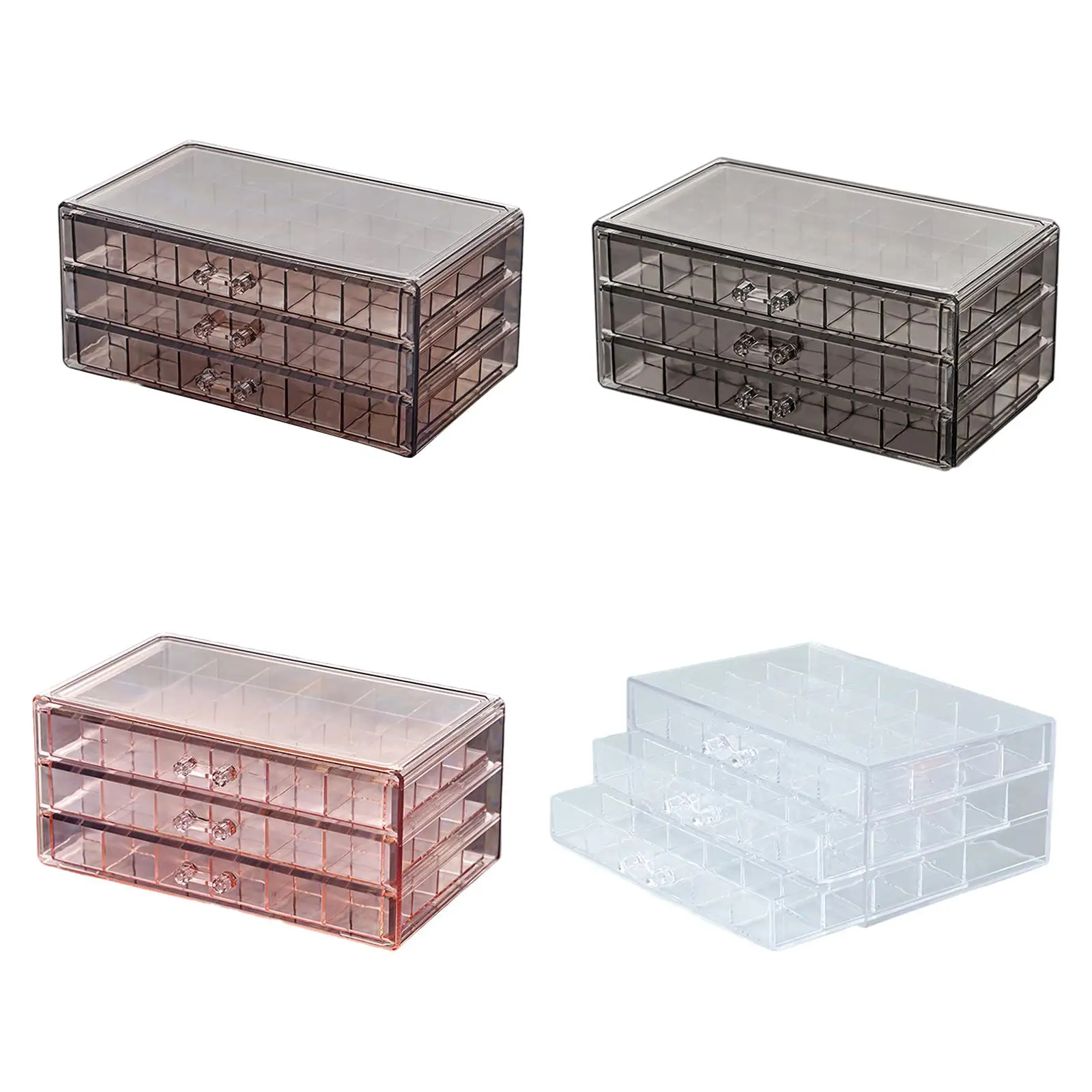 

Jewelry Storage Box Earring Tray 3 Layer Drawers Multipurpose Detachable with 72 Grids Earring Holder for Dresser NightStand