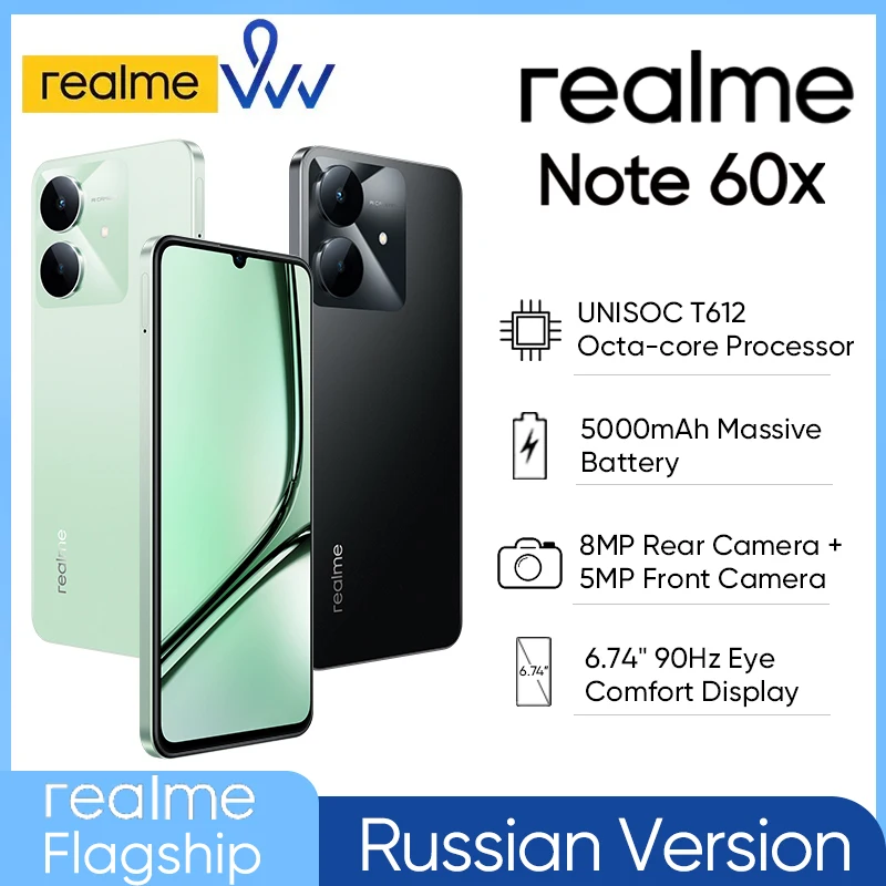 New] realme Note 60x Smartphone Russian Version 5000mAh Battery