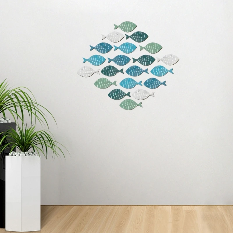 20Pcs Wooden Fish Sculpture Decorations Coastal Beach Wall Hangings Ornaments A0KF 2