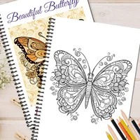 1 шт. книги для рисования, элегантная замысловатая красивая спиральная книжка-раскраска на бабочке, для детальных моментов раскрашивания природы — изображение 3