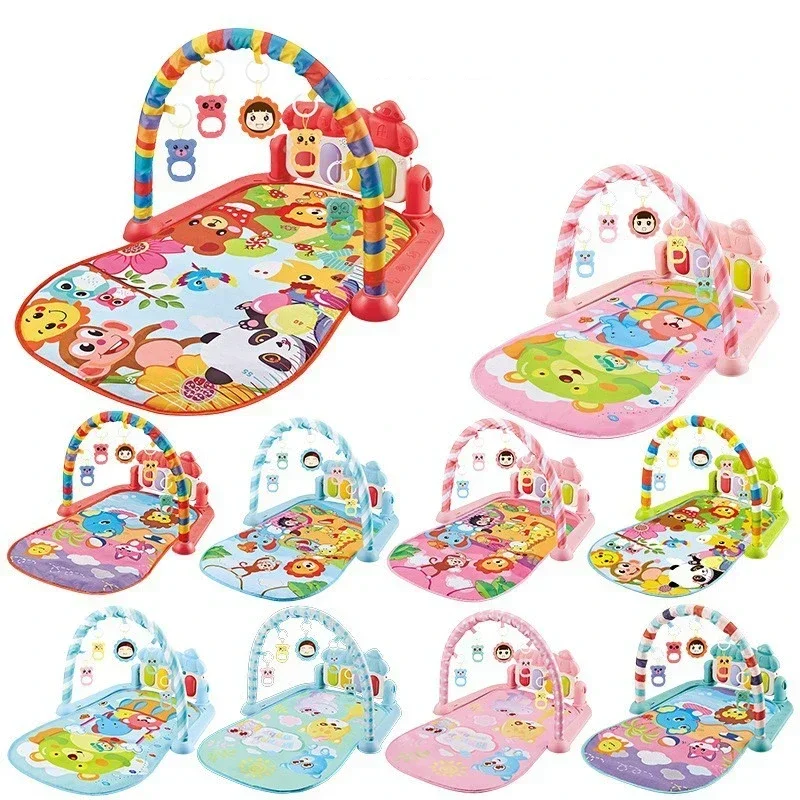 Baby Toys Pedal Piano Toy Music Fitness Rack Newborn Fitness Equipment Game Mat Prone Time Activity Gymnastics Mat 0-1 Years Old pedal piano