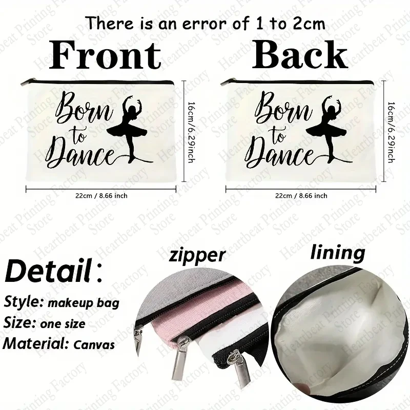 Born To Dance Pattern Makeup Bag Best Gift for Ballet Lovers High Quality Cosmetic Case Elegant Dance Toiletry Pouch 3