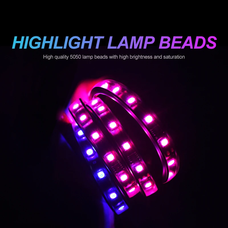 다채로운 깜박이는 분위기 램프, DIY 맞춤형 트럭 조명, LED 스트립, RGB 주변 조명, DRL 경고 주행 조명 바, 12V-24V