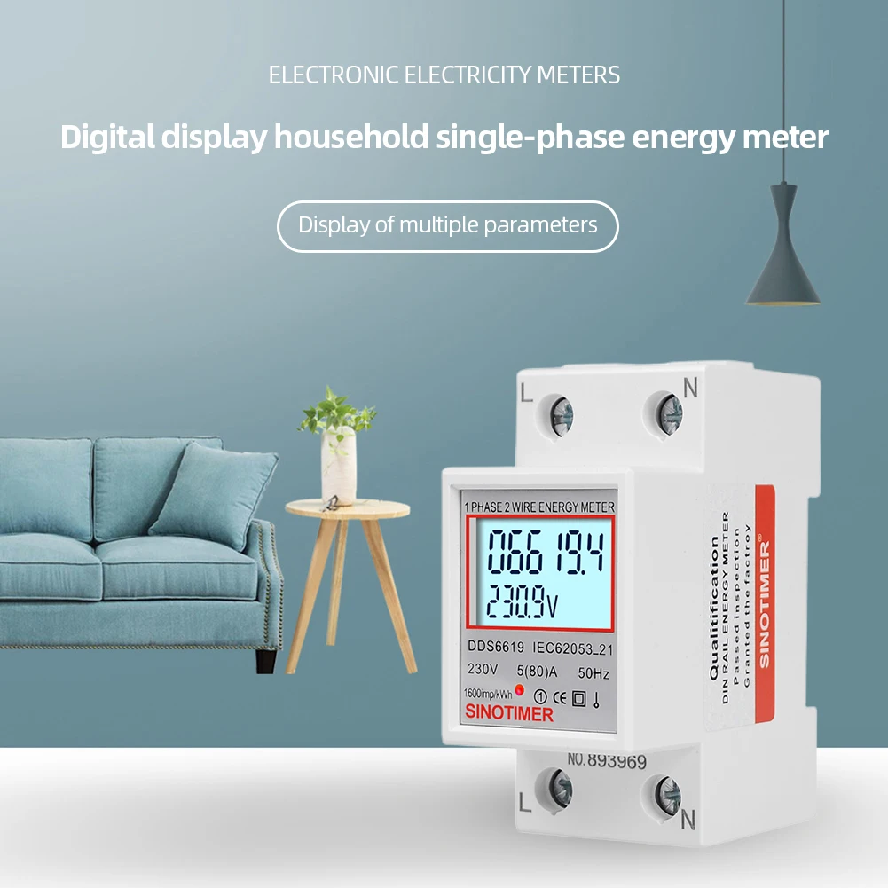 Digital Single Phase Energy Meter LCD Display