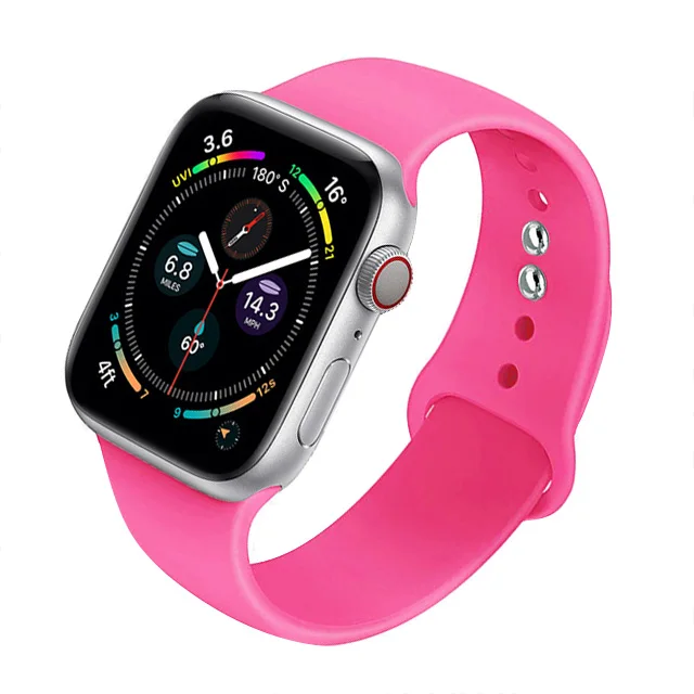 Silicone Strap For Apple Watch Band 44mm 40mm 41mm 38mm 45mm Smartwatch Rubber Sports Watchband Belt Bracelet iWatch 7 6 se 5 4 Barbie-Pink-30