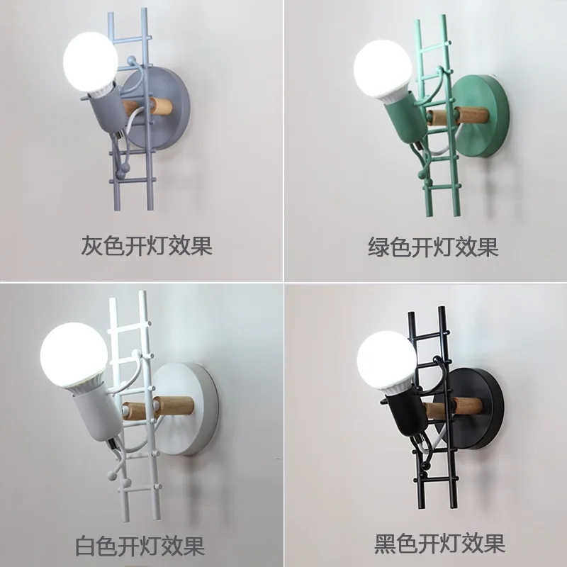 

Nordic LED Wall Lamp American Industrial Style Iron Lights Creative Metal Cartoon Robot Sconce for Kids Children Room Bedroom